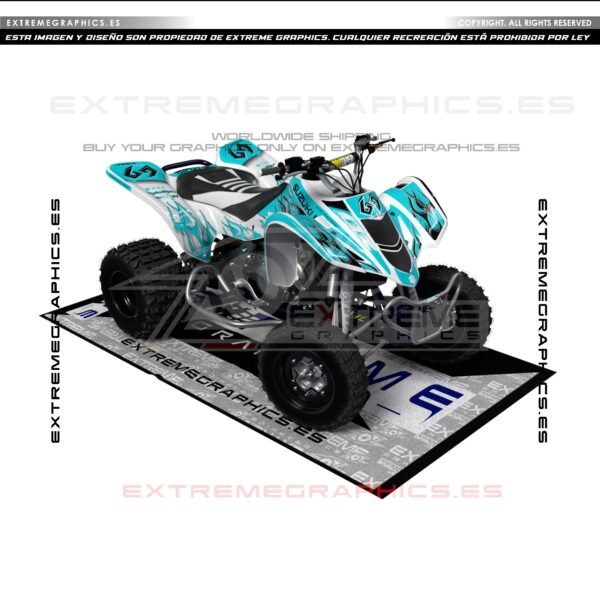 Adhesivos Quad Suzuki LTZ 400 Old School Blanco y Turquesa