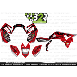 Kit adhesivos personalizable recubrimiento completo Suzuki LTR 450 rojo