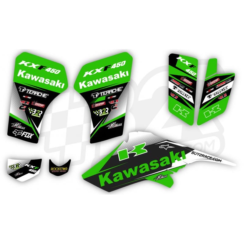 Kit adhesivos Kawasaki KFX 400 by MQ verde negro blanco 2