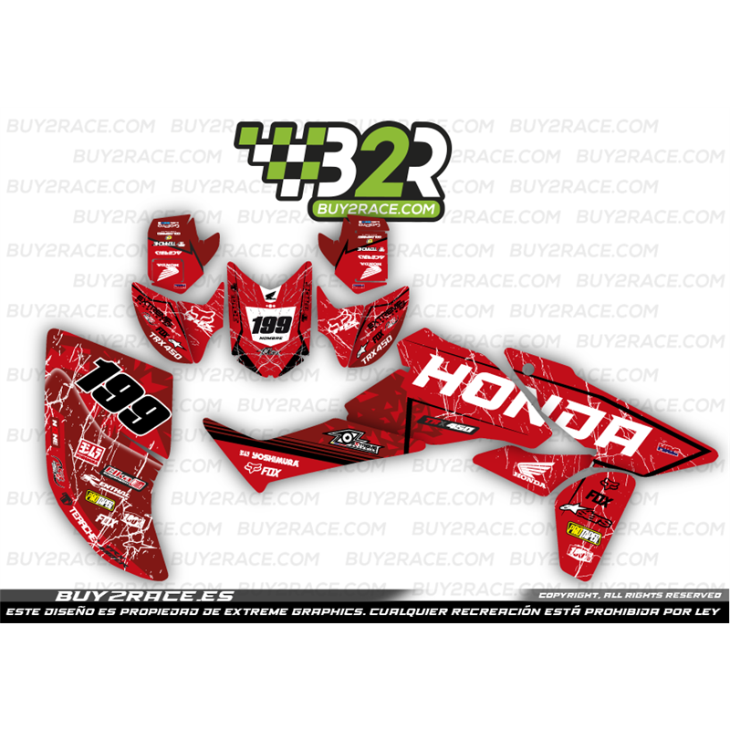 Kit adhesivos personalizable recubrimiento completo Honda TRX450 Fox granate