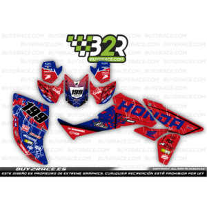 Kit adhesivos personalizable recubrimiento completo Honda TRX450 rojo y azul