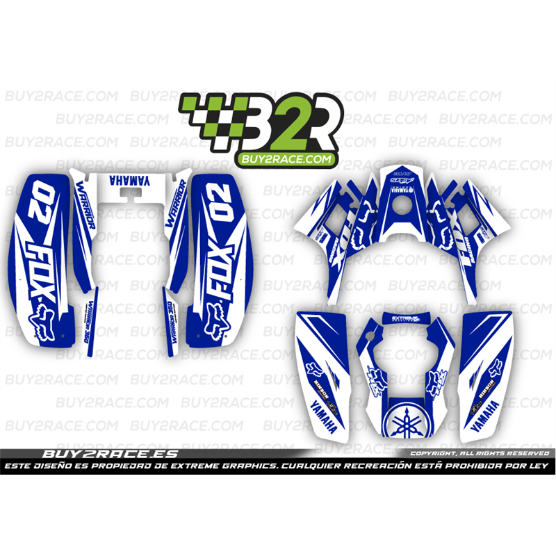Kit adhesivos personalizable recubrimiento completo Warrior350 Azul y blanco