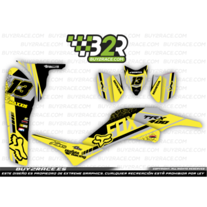 Kit adhesivos personalizable recubrimiento completo Honda TRX400 Fox amarillo y gris