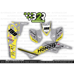 Kit adhesivos personalizable recubrimiento completo Honda TRX450 gris detalles amarillos