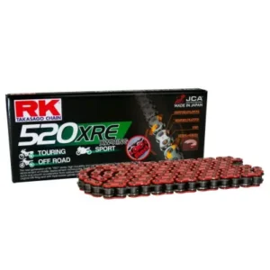 Cadena quad RK 520 XRE ROJA reforzada con retenes 92 96 98 104 pasos