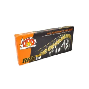 Cadena RPX-525G MOTOMASTER dorada con retenes X-Ring 128 pasos