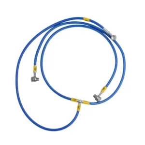 Conjunto completo latiguillos metalicos HEL en forma de T AZUL