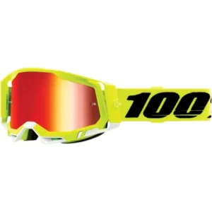 Gafas 100% RACECRAFT 2 amarillo fluor con cristal espejo rojo y amarillo