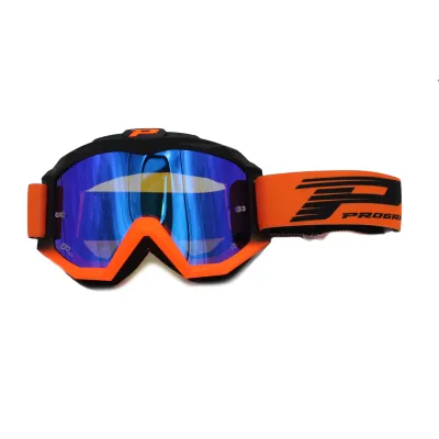 Gafas PROGRIP 3201FL-366 negro naranja fluorescente cristal azul espejo