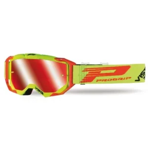 Gafas PROGRIP 3303-273 amarillo fluorescente rojo con cristal espejo rojo + paño de limpieza + tear-off