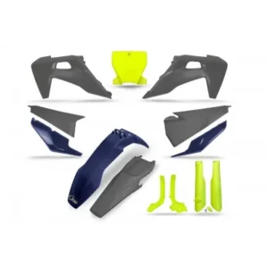 Kit de plástica UFO amarillo flúor, azul y gris, Husqvarna TC , todos los modelos, 2019-2021 HUKIT624@222