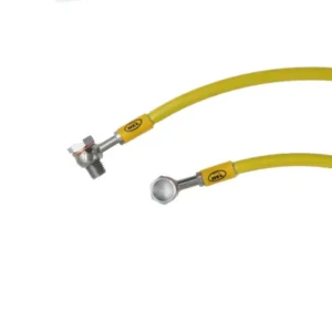Latiguillos metalicos HEL dobles delanteros AMARILLO 140 cm