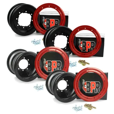 Pack llantas BPR 2x10" 2x9" beadlock aluminio rojo