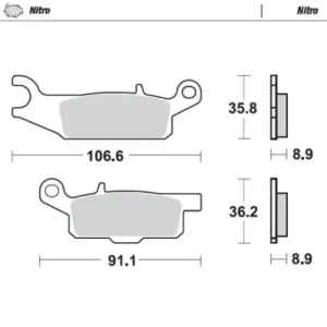 Pastillas de freno trasero MOTOMASTER NITRO SERIES 096121 YAMAHA YFM 550F GRIZZLY 09 15 700F 07