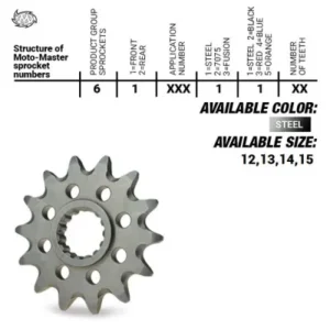 Piñon de ataque MOTOMASTER Honda CR 250 88-07 CR 500 88-01 CRF 250R-RX CRF 450R-RWE-RX-X TRX 450-R 06-07
