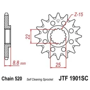 Piñon JTF1901 KTM quad SX 450 505 XC 450 525 JTF190115SC