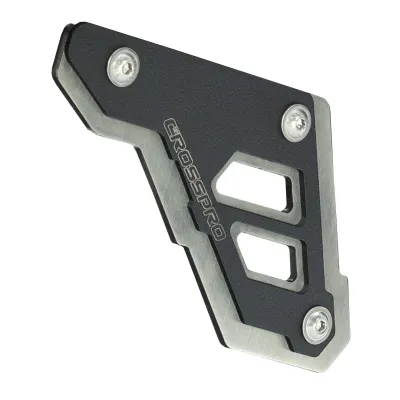 Protector de cadena inferior inox cepillado / negro texturado CROSSPRO APRILIA TUAREG 660 2022-2024
